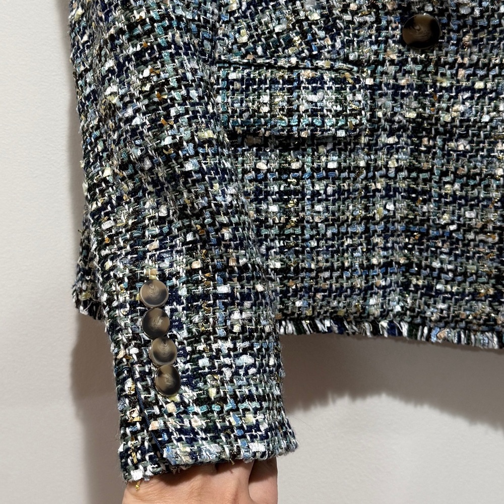 Ann Taylor Tweed Blazer in Black, White & Blue - Picture 10 of 15